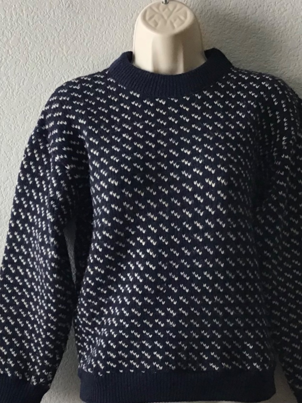 VTG LL Bean Wool Sweater Birdseye Print Womens Small